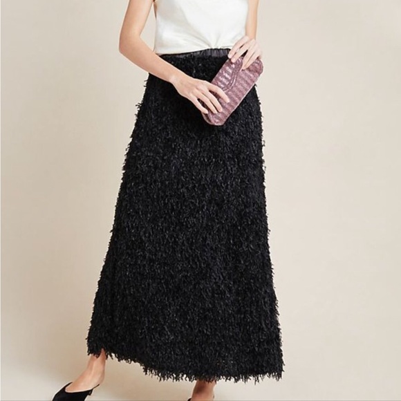 New Anthropologie Sunday In Brooklyn Chantal Feathered Maxi Skirt M MSRP: $160 - Picture 3 of 11